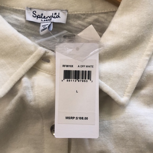 Splendid cream button tie crop top - Picture 4 of 4